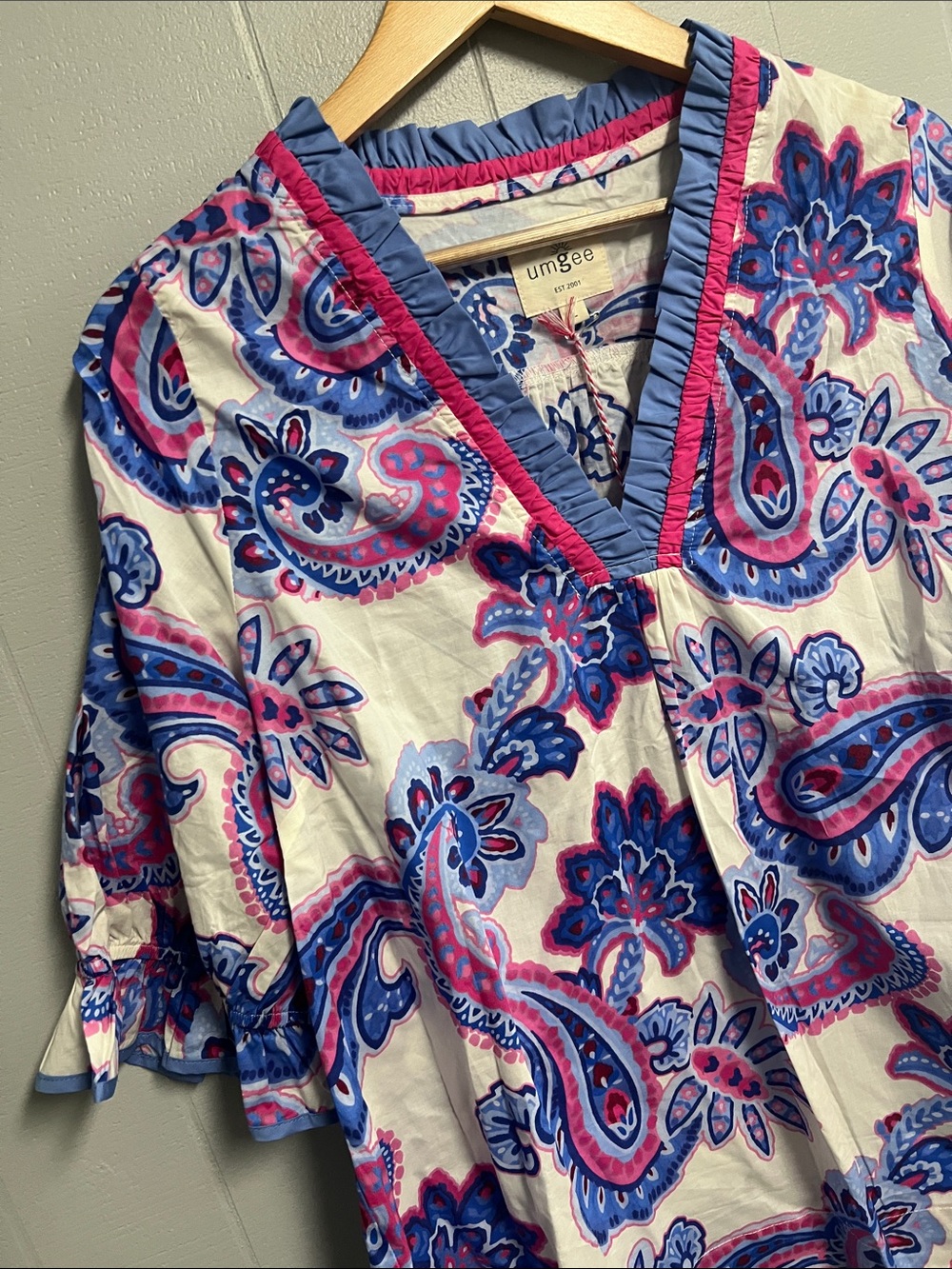 NWT Umgee Floral Ruffle Blouse Large - Picture 7 of 13